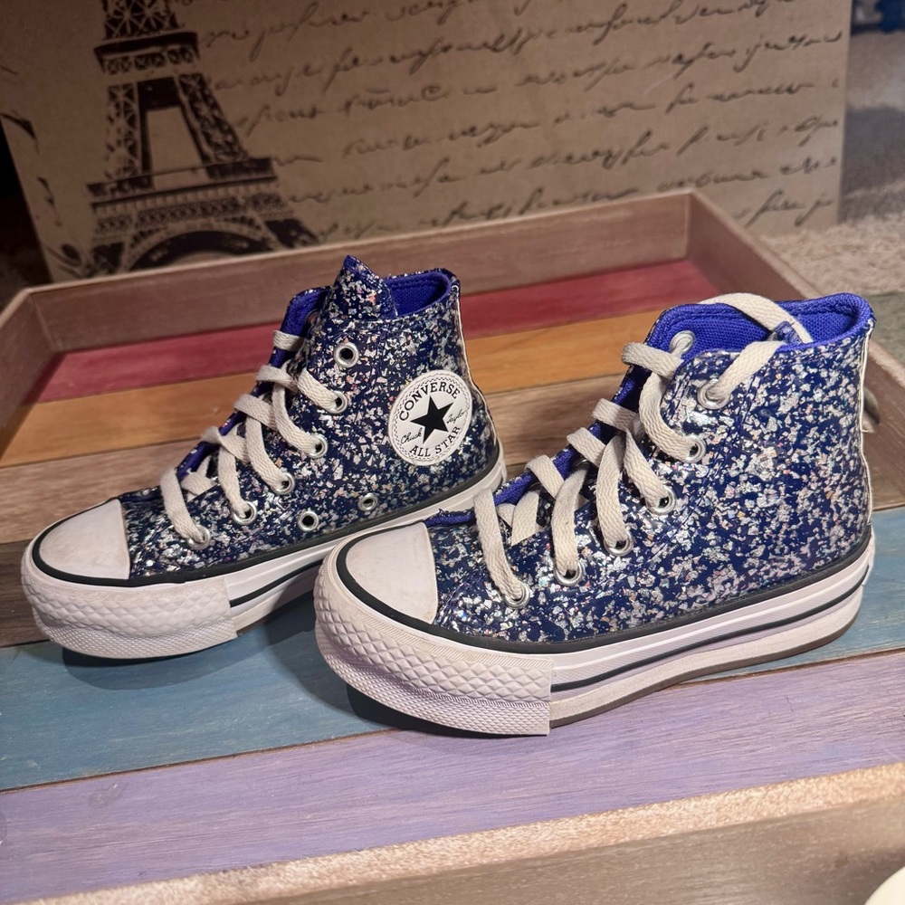 Converse Kids Sparkly Blue High-Tops size 11 - Like New